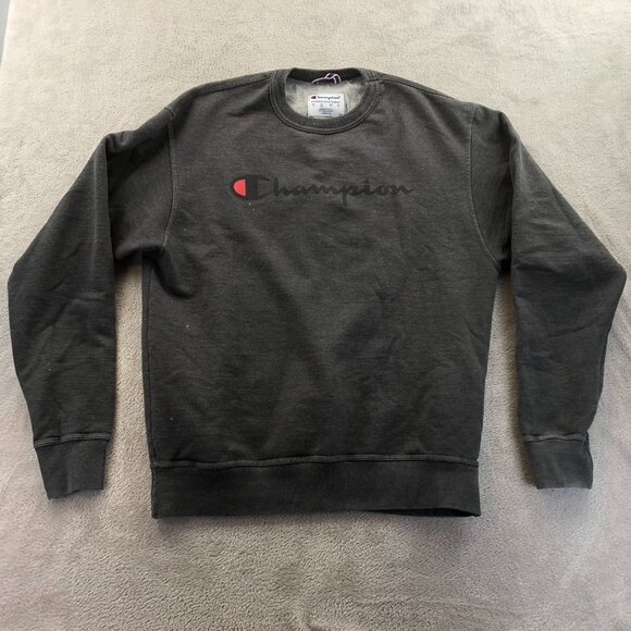 Champion Mens Sweatshirt Medium Gray Crewneck Pullover Classic Casual Travel - Picture 10 of 11